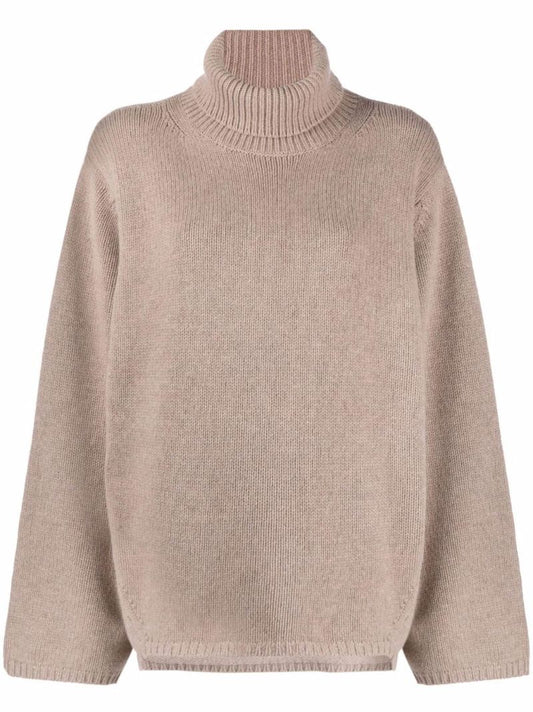 Neutral Roll Neck Wool Sweater