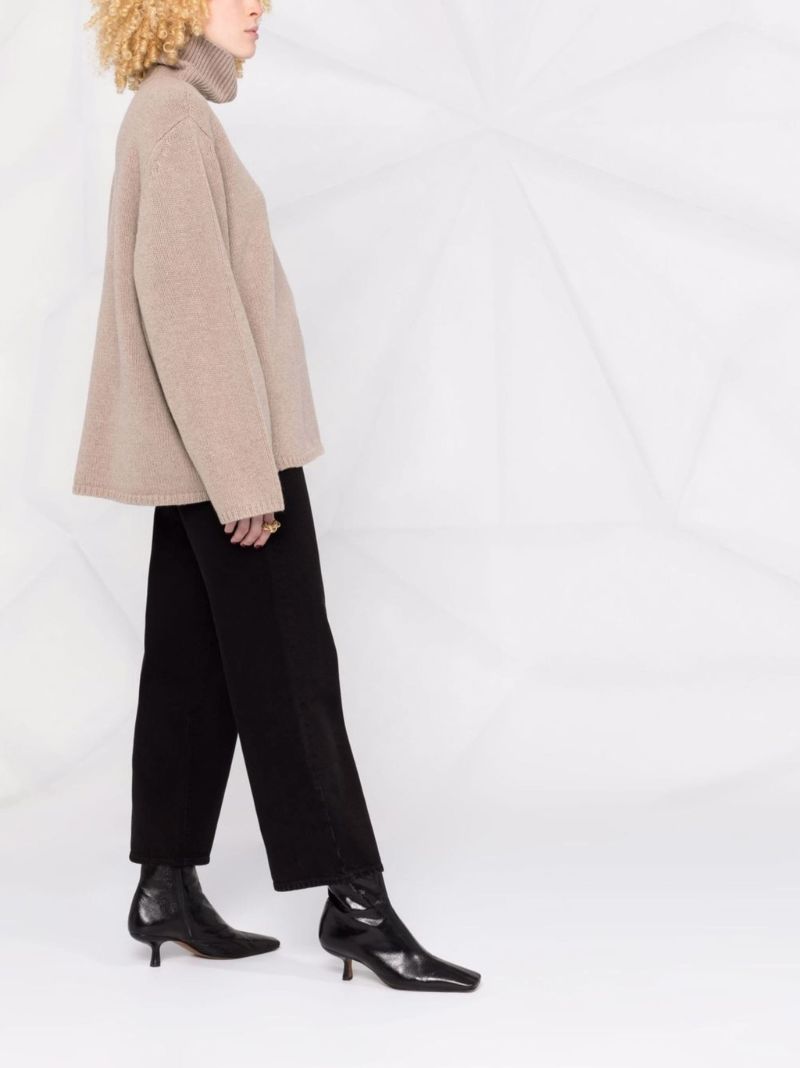 Neutral Roll Neck Wool Sweater