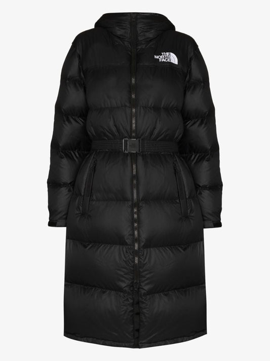 Black Nuptse Belted Parka Coat