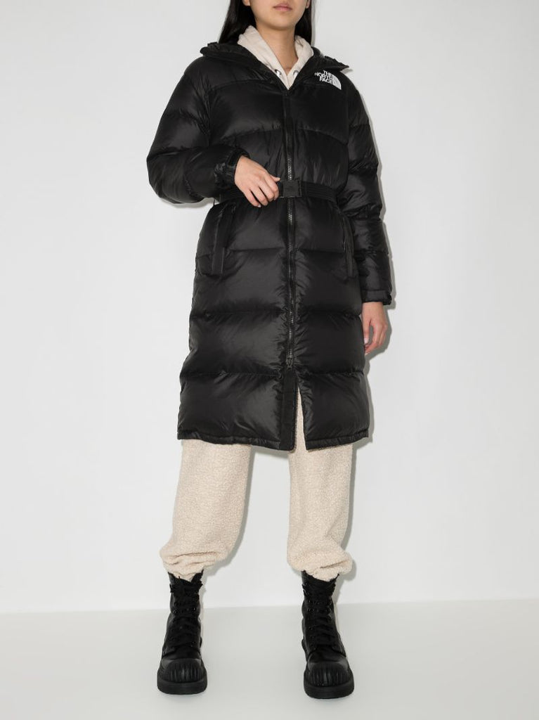 Black Nuptse Belted Parka Coat