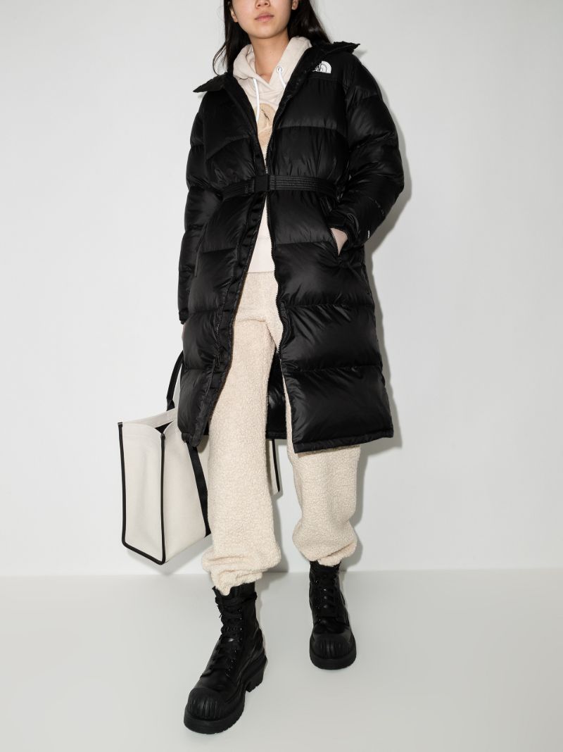 Black Nuptse Belted Parka Coat