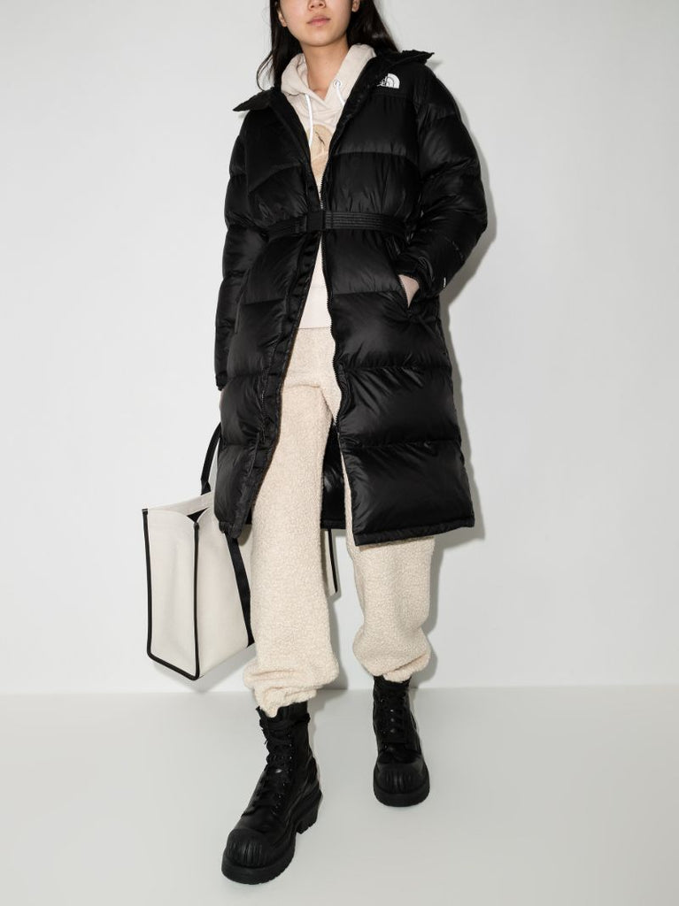 Black Nuptse Belted Parka Coat