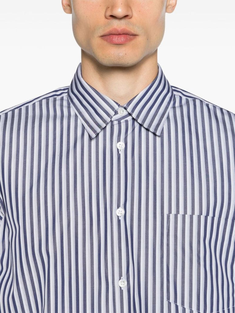 Blue and White Striped Cotton Shirt