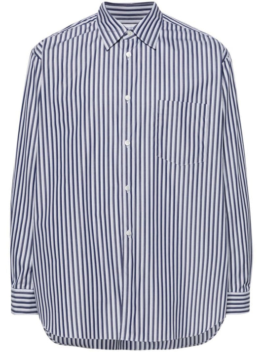 Blue and White Striped Cotton Shirt