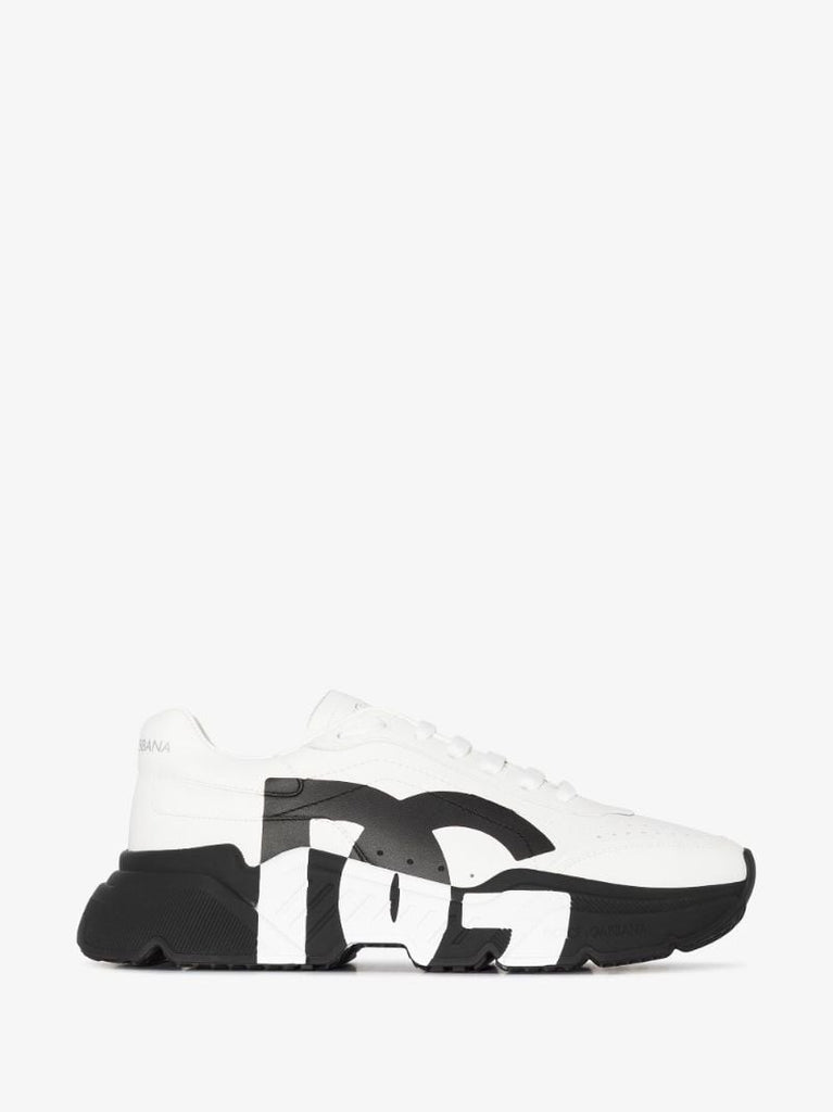 White and Black Daymaster Leather Sneakers