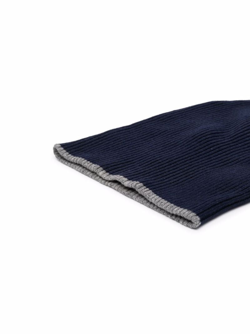 Blue Ribbed Cashmere Beanie