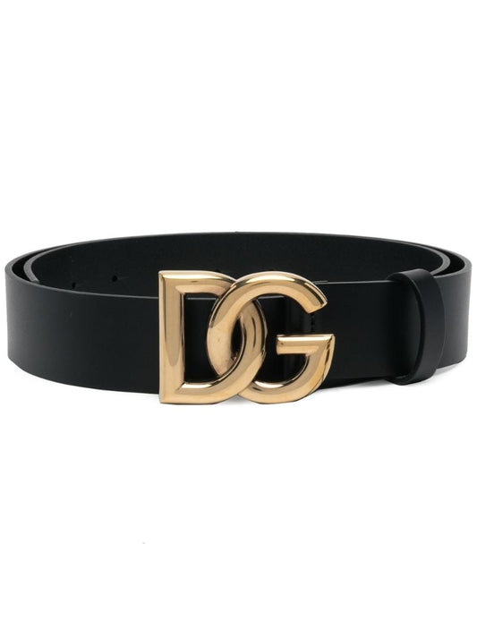 Black Dg Logo Leather Belt