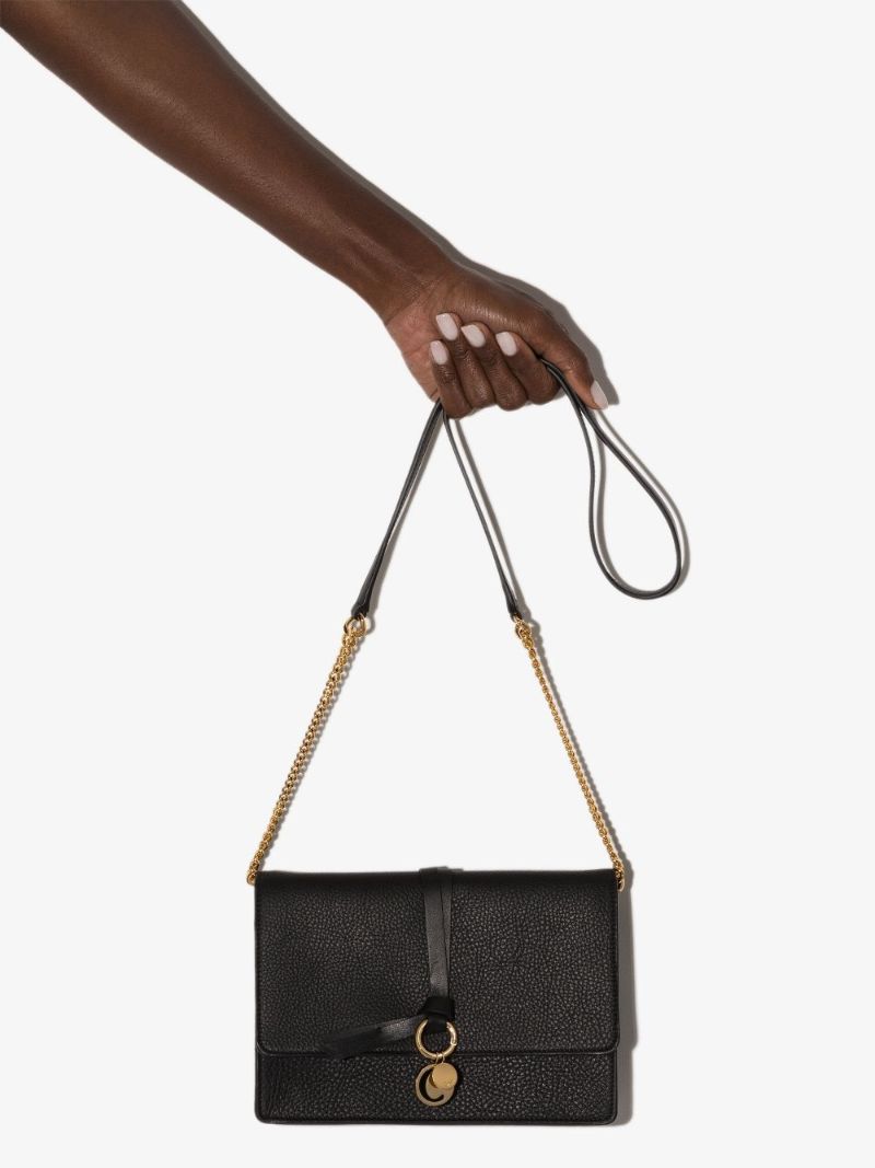 Black Alphabet Leather Clutch Bag
