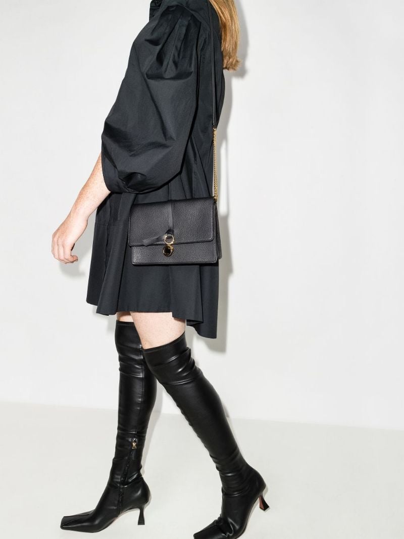 Black Alphabet Leather Clutch Bag