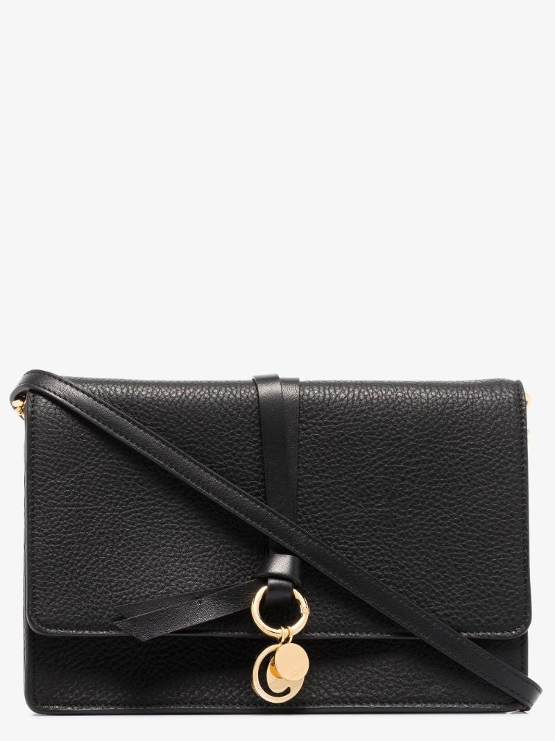Black Alphabet Leather Clutch Bag