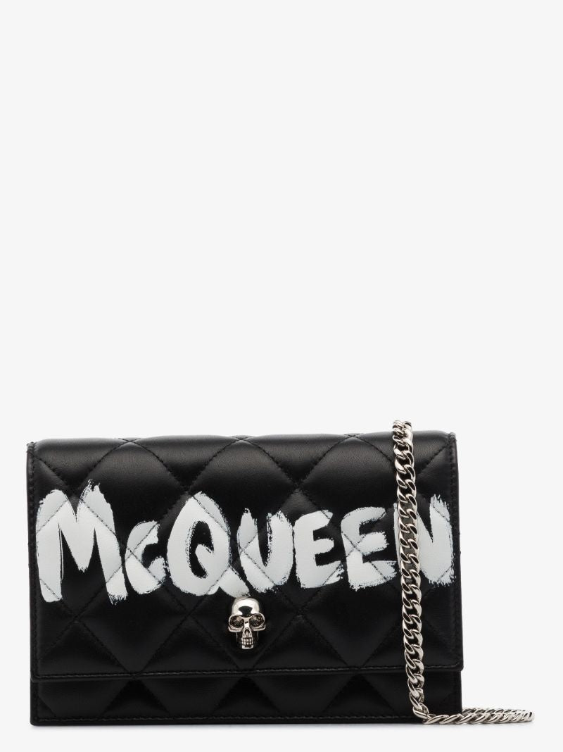 Black Logo Quilted Leather Clutch Bag