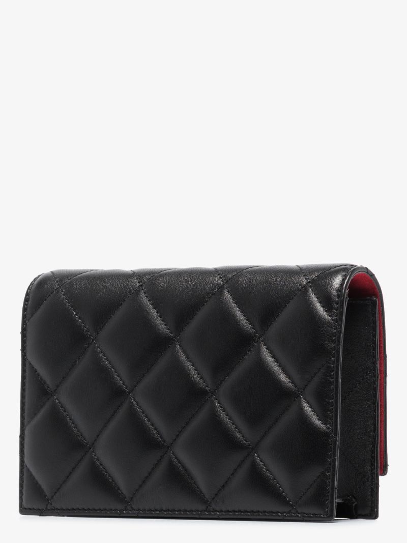 Black Logo Quilted Leather Clutch Bag