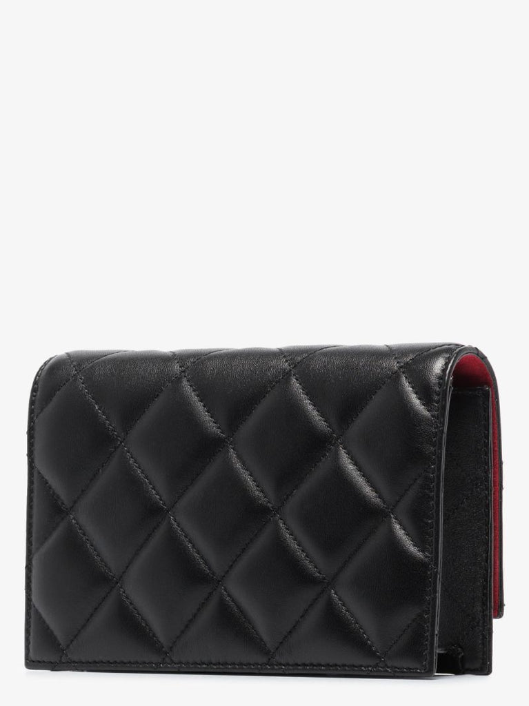 Black Logo Quilted Leather Clutch Bag