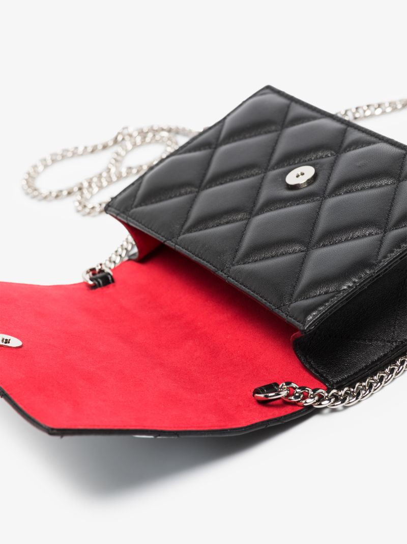 Black Logo Quilted Leather Clutch Bag
