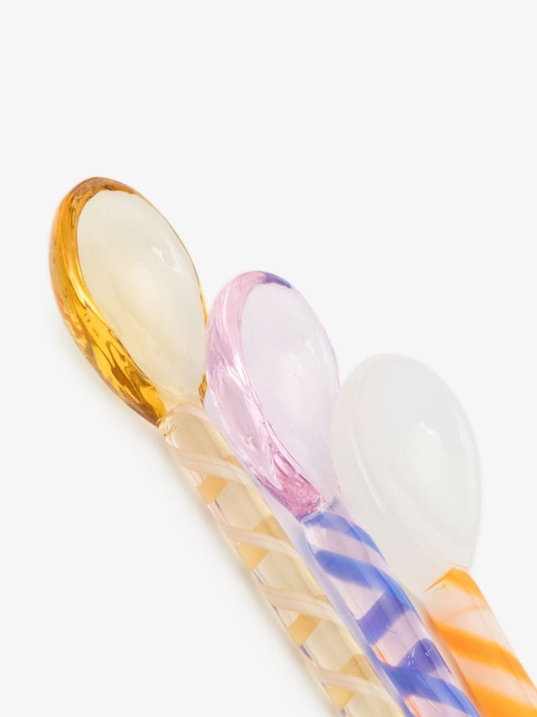 Multicoloured Striped Glass Spoon Set