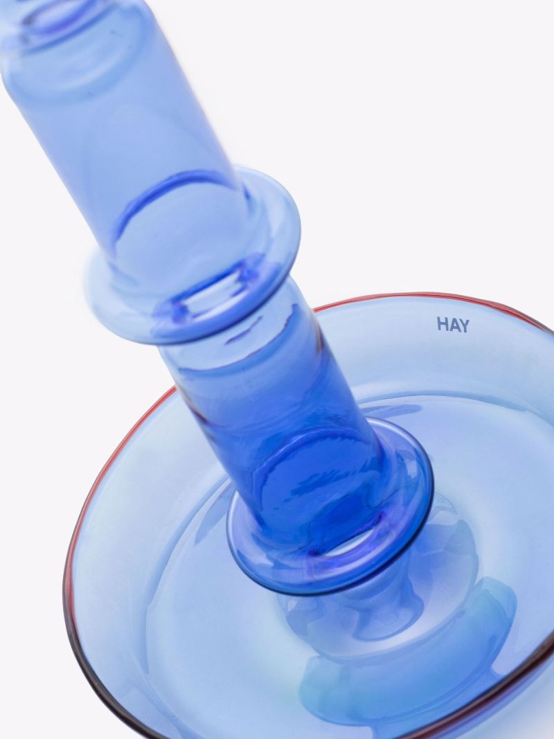 Blue Flare Tall Glass Candleholder