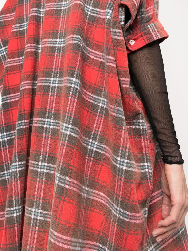 Red Check Print Boxy Shirt Dress