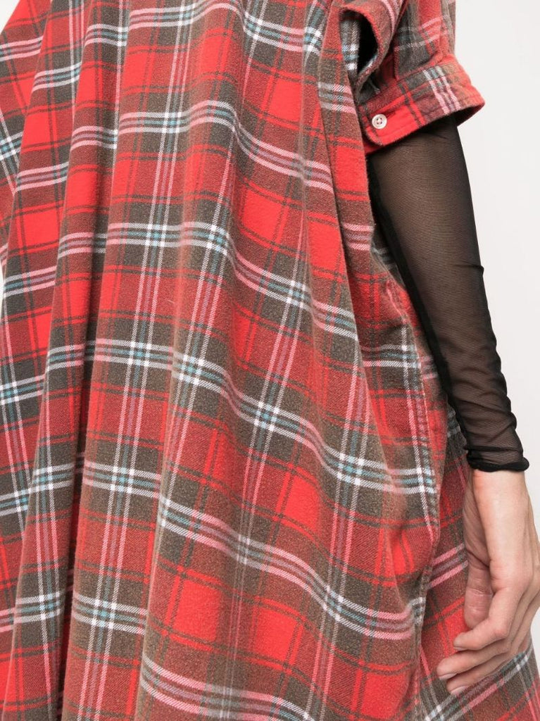Red Check Print Boxy Shirt Dress