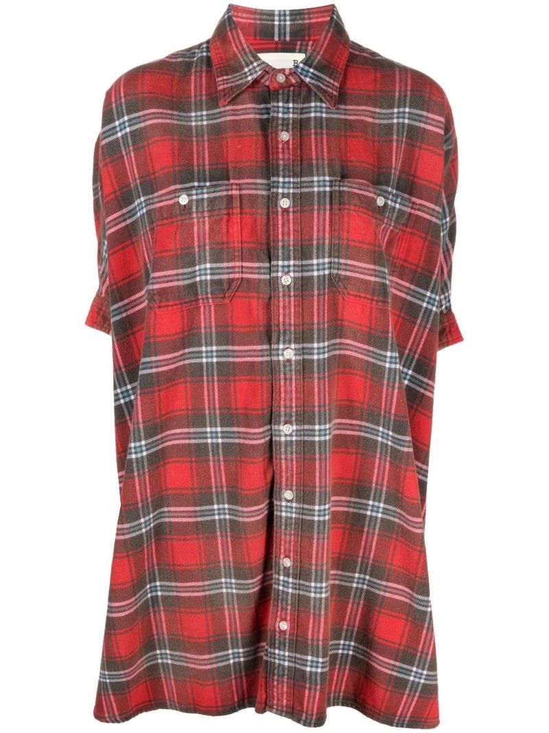 Red Check Print Boxy Shirt Dress