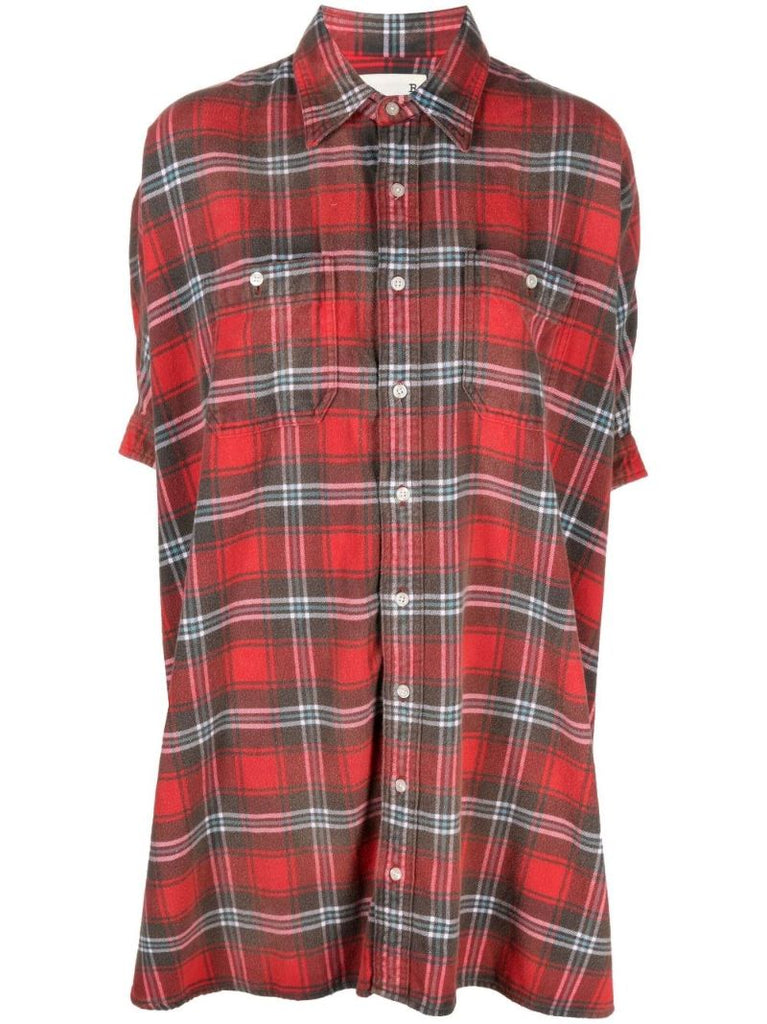 Red Check Print Boxy Shirt Dress