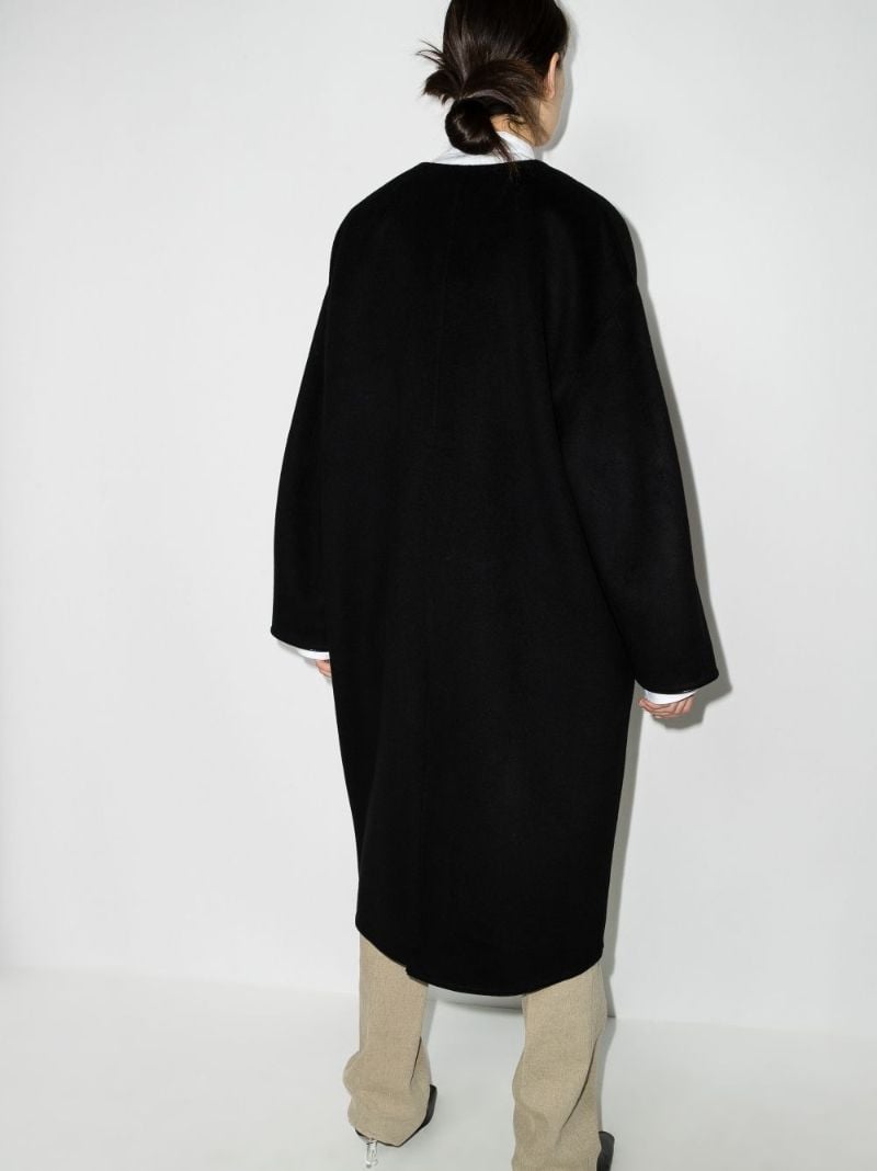 Leather Trimmed Wool Coat