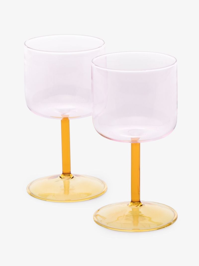 Yellow and Pink Tint Wine Glass Set