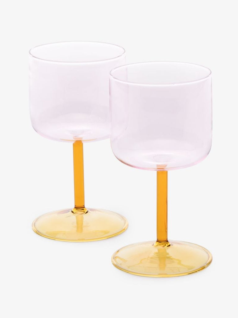Yellow and Pink Tint Wine Glass Set