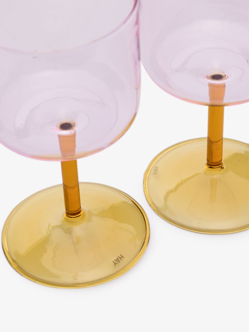 Yellow and Pink Tint Wine Glass Set