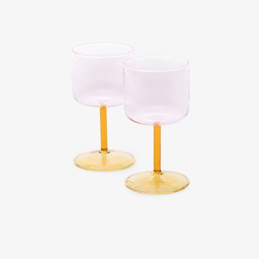Yellow and Pink Tint Wine Glass Set