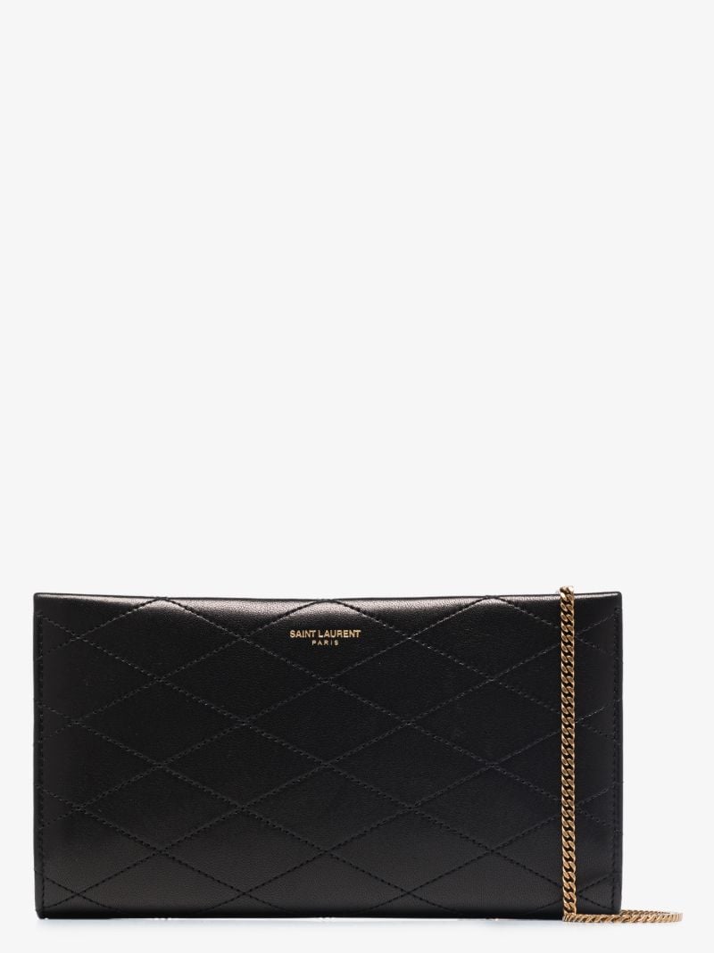 Black Logo Leather Chain Wallet