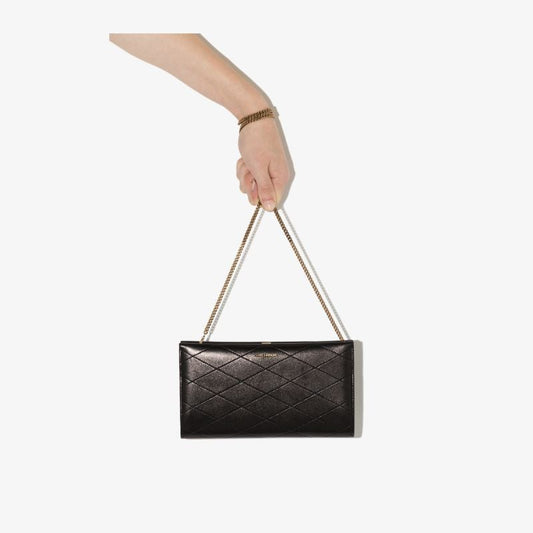 Black Logo Leather Chain Wallet