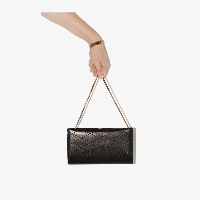 Black Logo Leather Chain Wallet