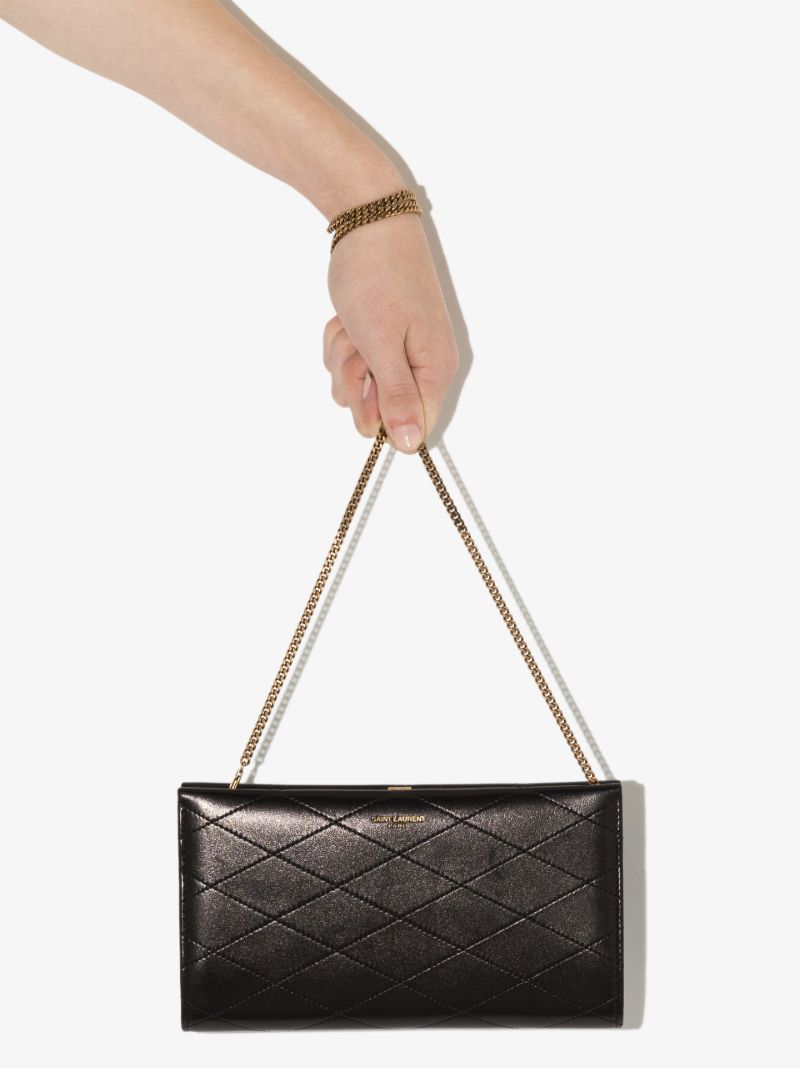 Black Logo Leather Chain Wallet