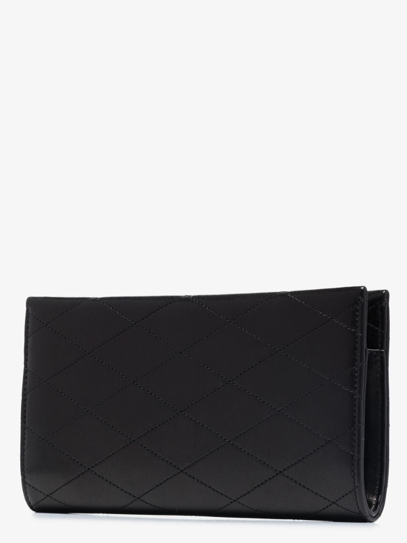 Black Logo Leather Chain Wallet