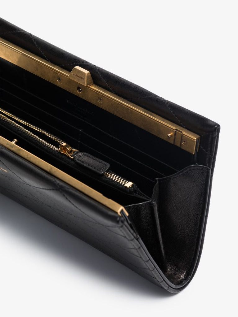 Black Logo Leather Chain Wallet