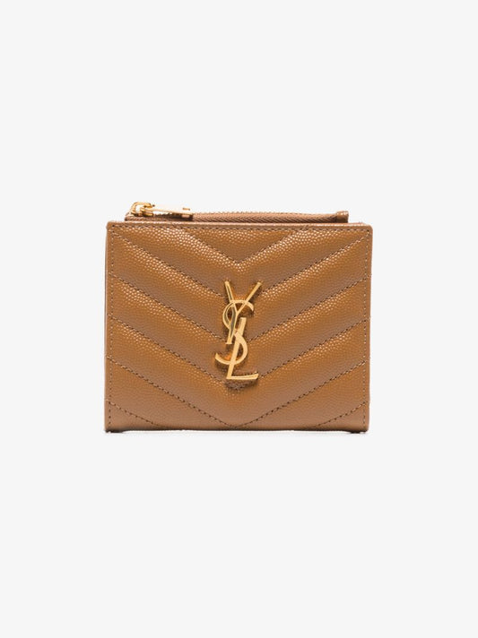 Brown Quilted Leather Card Holder
