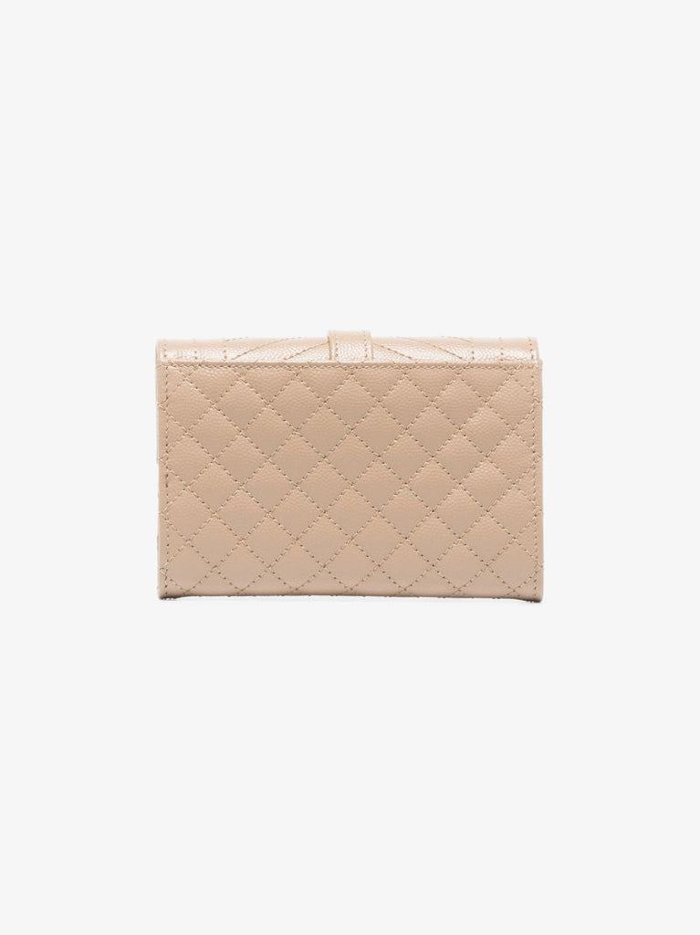 Neutral Quilted Leather Wallet