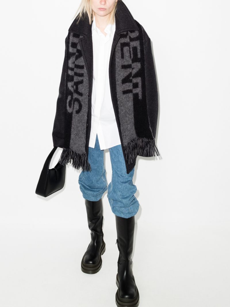 Black Logo Knit Scarf
