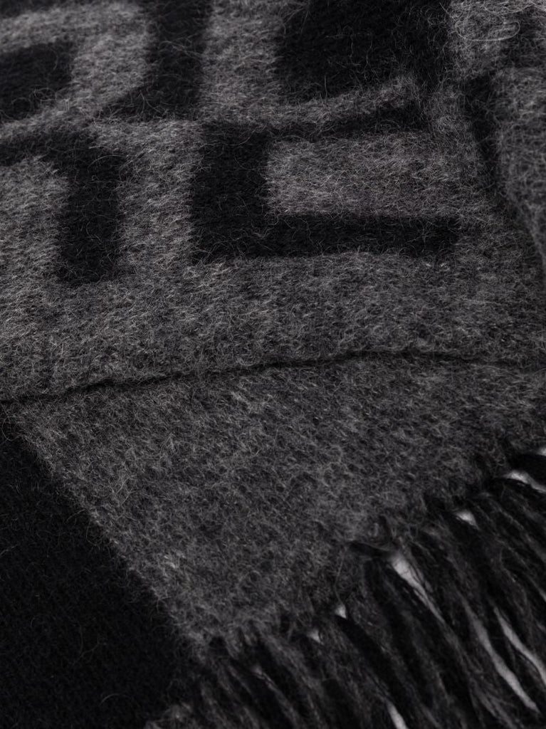 Black Logo Knit Scarf
