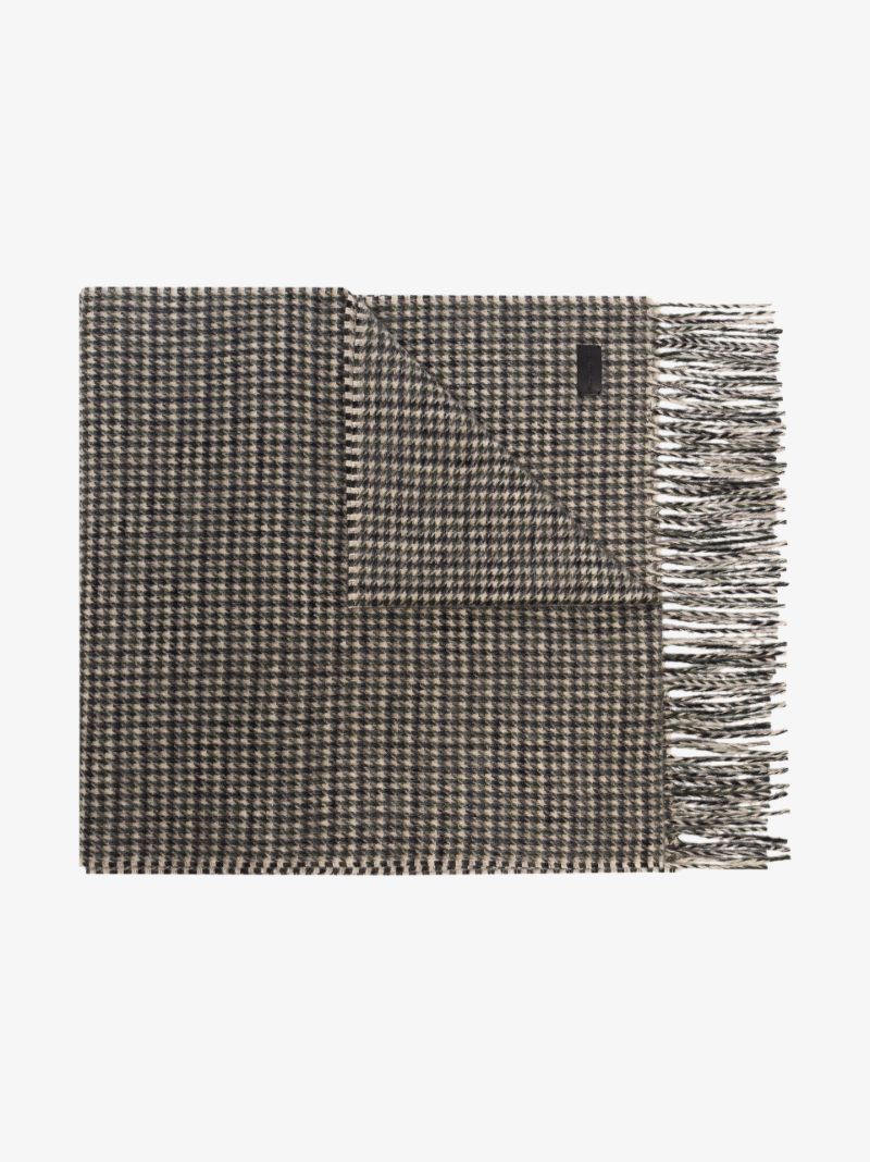 Neutral Houndstooth Jacquard Scarf