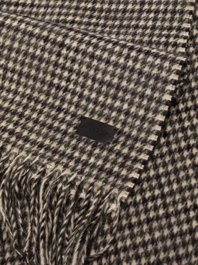 Neutral Houndstooth Jacquard Scarf