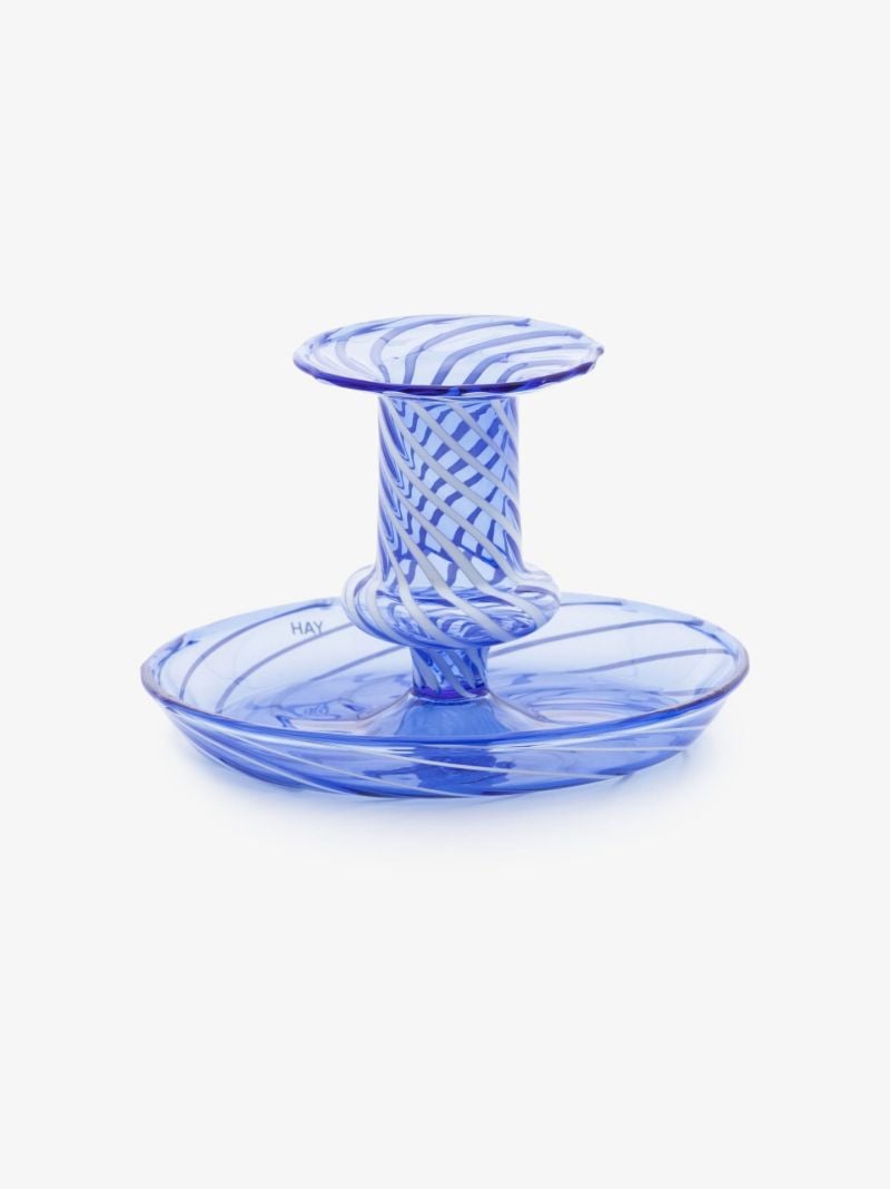 Blue Flare Glass Candleholder