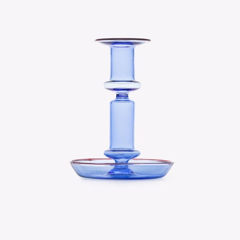 Blue Flare Glass Candleholder