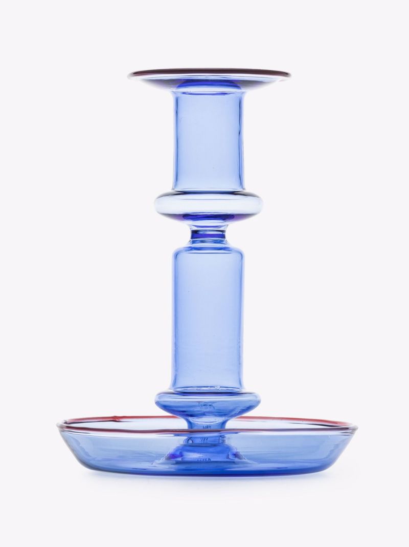 Blue Flare Glass Candleholder