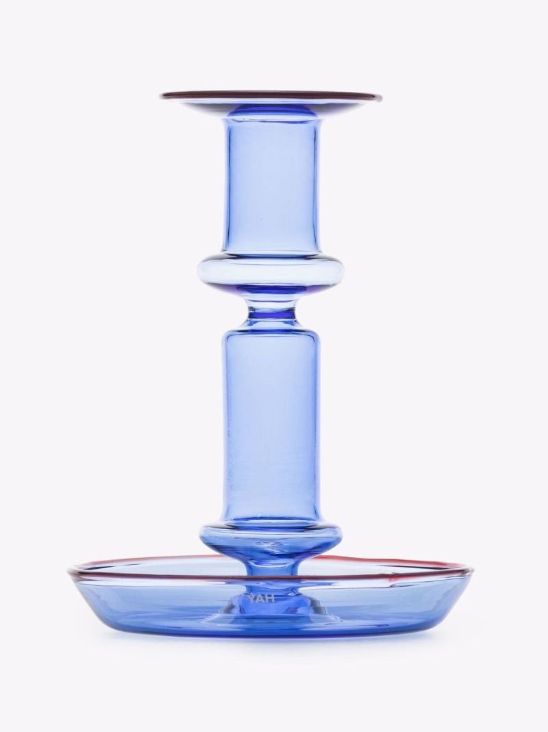 Blue Flare Glass Candleholder