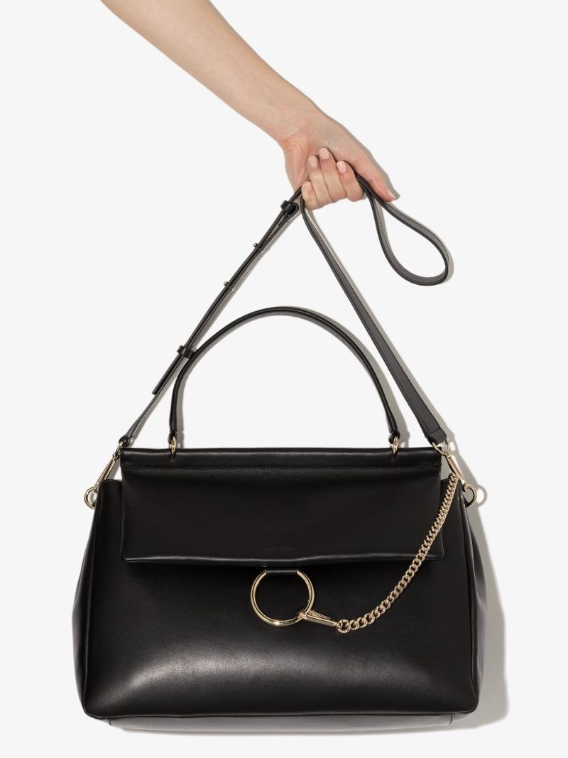 Black Faye Large Leather Shoulder Bag