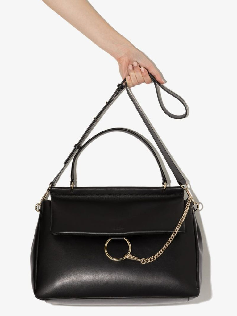 Black Faye Large Leather Shoulder Bag