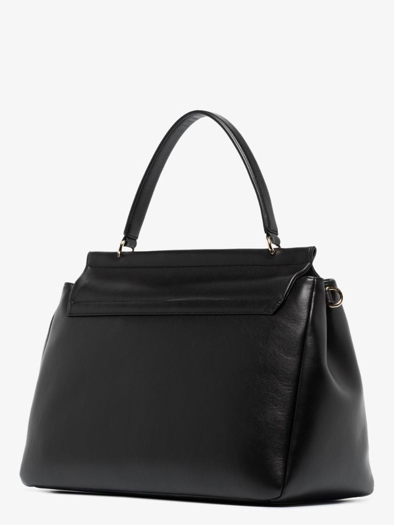 Black Faye Large Leather Shoulder Bag