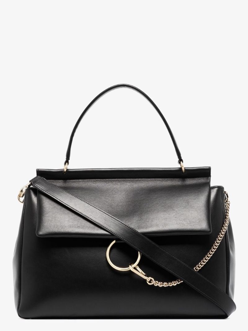Black Faye Large Leather Shoulder Bag