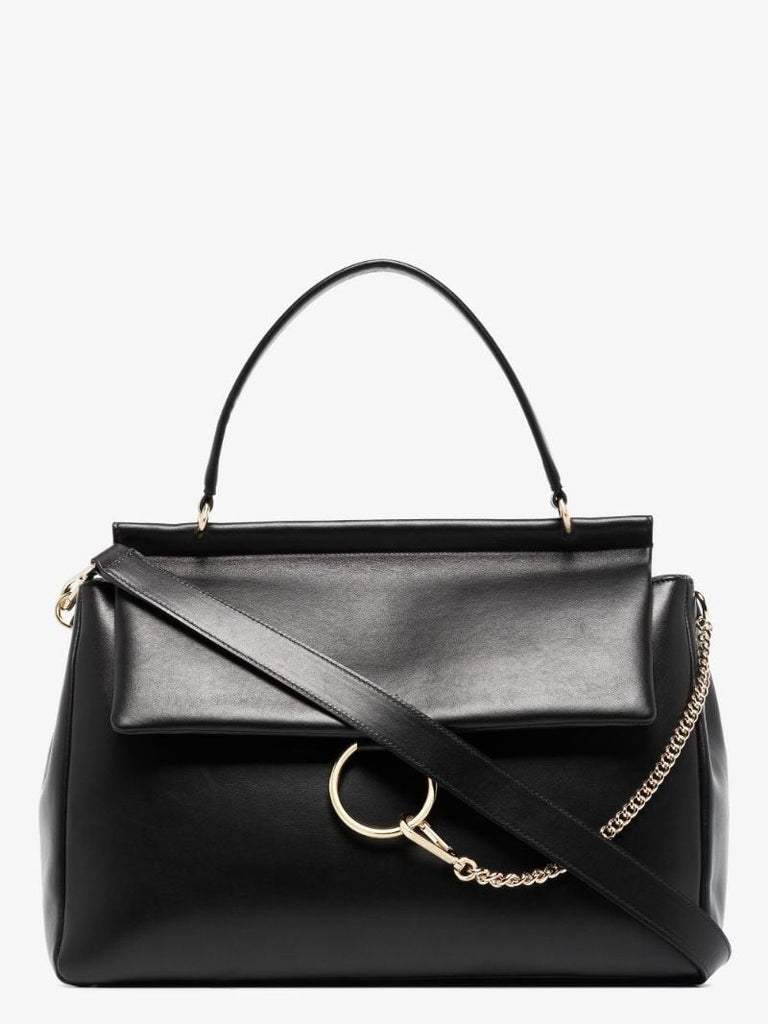 Black Faye Large Leather Shoulder Bag